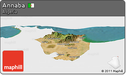 Satellite Panoramic Map of Annaba, single color outside