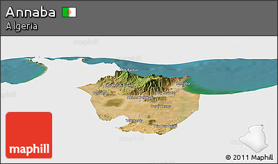 Satellite Panoramic Map of Annaba, single color outside