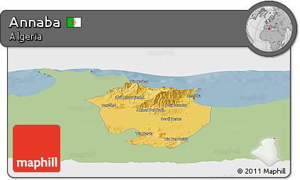 Savanna Style Panoramic Map of Annaba, single color outside