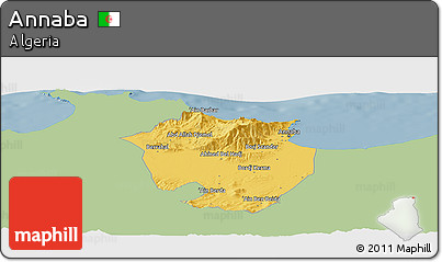 Savanna Style Panoramic Map of Annaba, single color outside