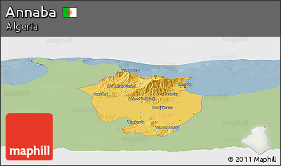 Savanna Style Panoramic Map of Annaba, single color outside