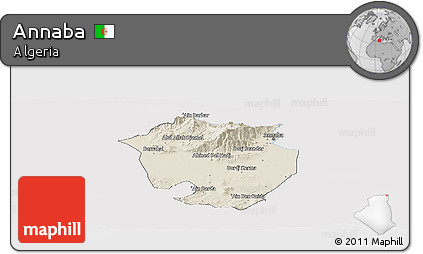 Shaded Relief Panoramic Map of Annaba, cropped outside