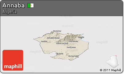 Shaded Relief Panoramic Map of Annaba, cropped outside