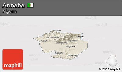 Shaded Relief Panoramic Map of Annaba, cropped outside
