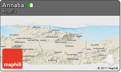 Shaded Relief Panoramic Map of Annaba