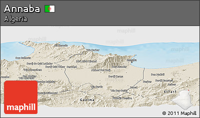 Shaded Relief Panoramic Map of Annaba