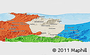 Shaded Relief Panoramic Map of Annaba, political outside