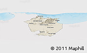 Shaded Relief Panoramic Map of Annaba, single color outside