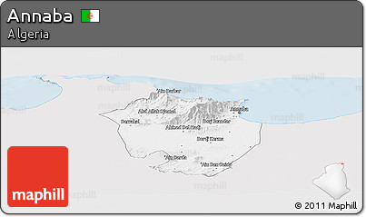 Silver Style Panoramic Map of Annaba, single color outside