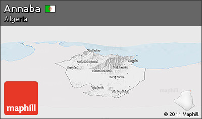 Silver Style Panoramic Map of Annaba, single color outside