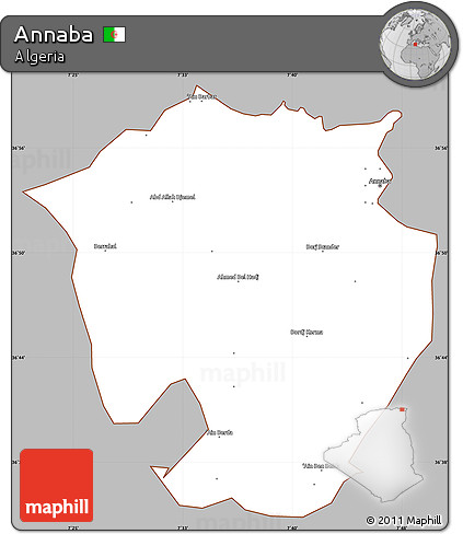 Gray Simple Map of Annaba, cropped outside
