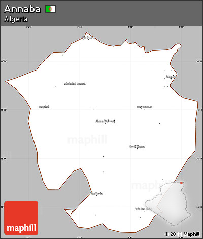 Gray Simple Map of Annaba, cropped outside