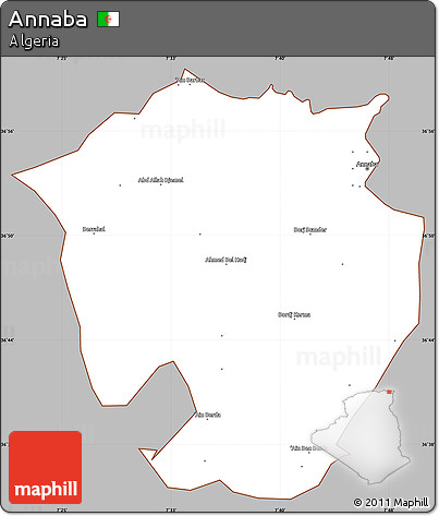 Gray Simple Map of Annaba, cropped outside