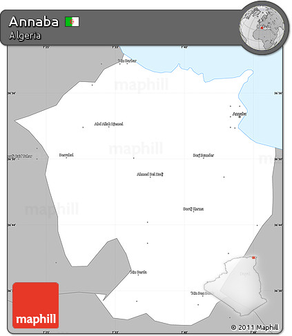 Gray Simple Map of Annaba