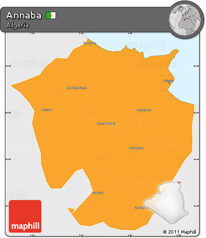 Political Simple Map of Annaba, single color outside