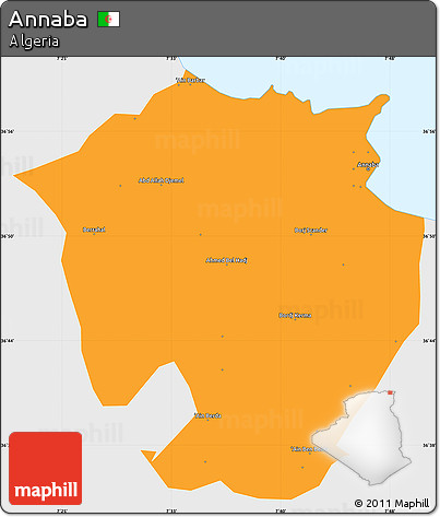 Political Simple Map of Annaba, single color outside