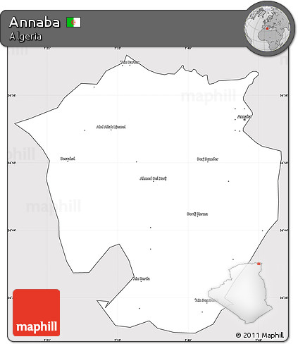 Silver Style Simple Map of Annaba, cropped outside
