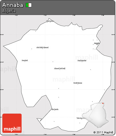 Silver Style Simple Map of Annaba, cropped outside