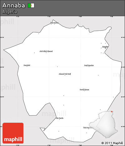 Silver Style Simple Map of Annaba, cropped outside