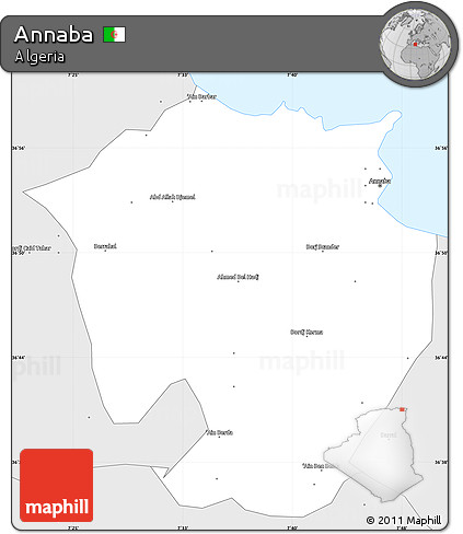 Silver Style Simple Map of Annaba
