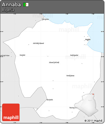 Silver Style Simple Map of Annaba