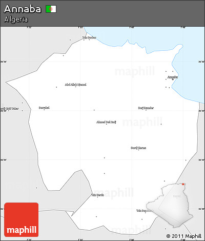 Silver Style Simple Map of Annaba