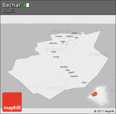 Gray 3D Map of Bechar, single color outside