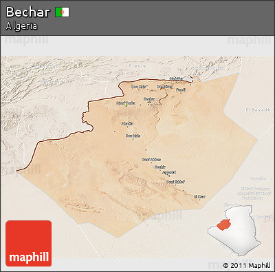 Satellite 3D Map of Bechar, lighten