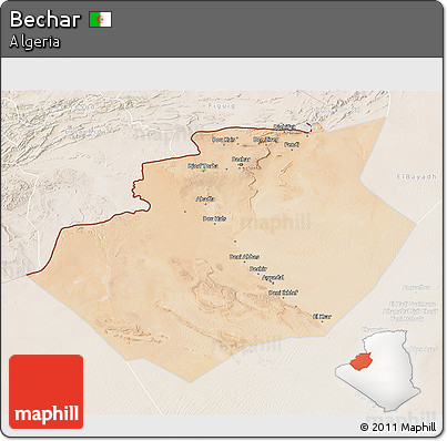 Satellite 3D Map of Bechar, lighten