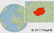 Savanna Style Location Map of Bechar, hill shading