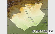 Physical Map of Bechar, darken