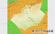 Physical Map of Bechar, political outside