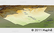 Physical Panoramic Map of Bechar, darken