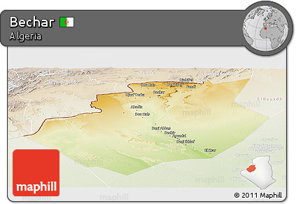 Physical Panoramic Map of Bechar, lighten