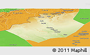Physical Panoramic Map of Bechar, political outside