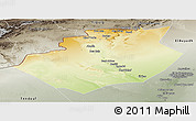 Physical Panoramic Map of Bechar, semi-desaturated
