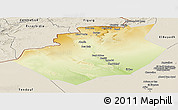 Physical Panoramic Map of Bechar, shaded relief outside