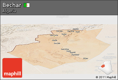 Satellite Panoramic Map of Bechar, lighten