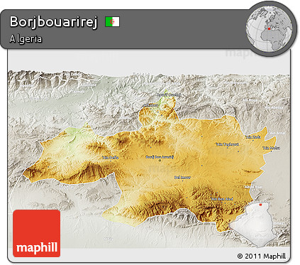 Physical 3D Map of Borjbouarirej, lighten, semi-desaturated