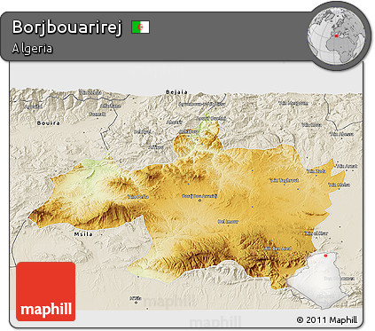 Physical 3D Map of Borjbouarirej, shaded relief outside