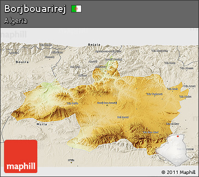 Physical 3D Map of Borjbouarirej, shaded relief outside