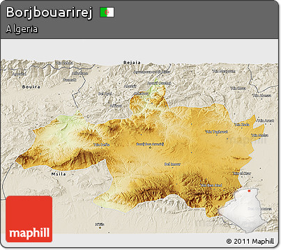 Physical 3D Map of Borjbouarirej, shaded relief outside