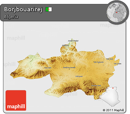 Physical 3D Map of Borjbouarirej, single color outside
