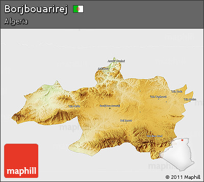 Physical 3D Map of Borjbouarirej, single color outside