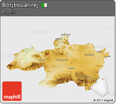 Physical 3D Map of Borjbouarirej, single color outside