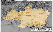 Satellite 3D Map of Borjbouarirej, darken, desaturated