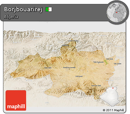 Satellite 3D Map of Borjbouarirej, lighten