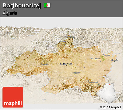 Satellite 3D Map of Borjbouarirej, lighten
