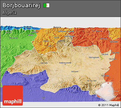 Satellite 3D Map of Borjbouarirej, political outside