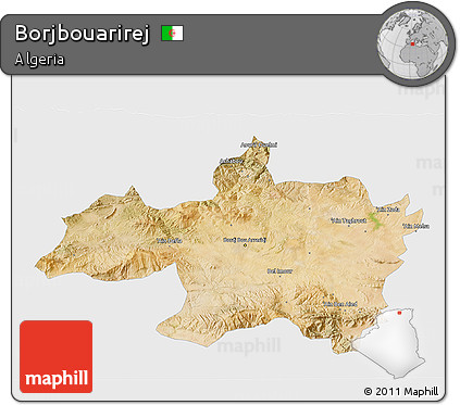 Satellite 3D Map of Borjbouarirej, single color outside
